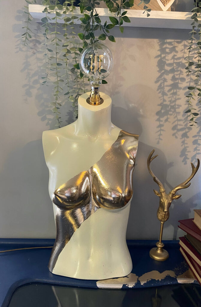 cream and gold female mannequin torso lamp